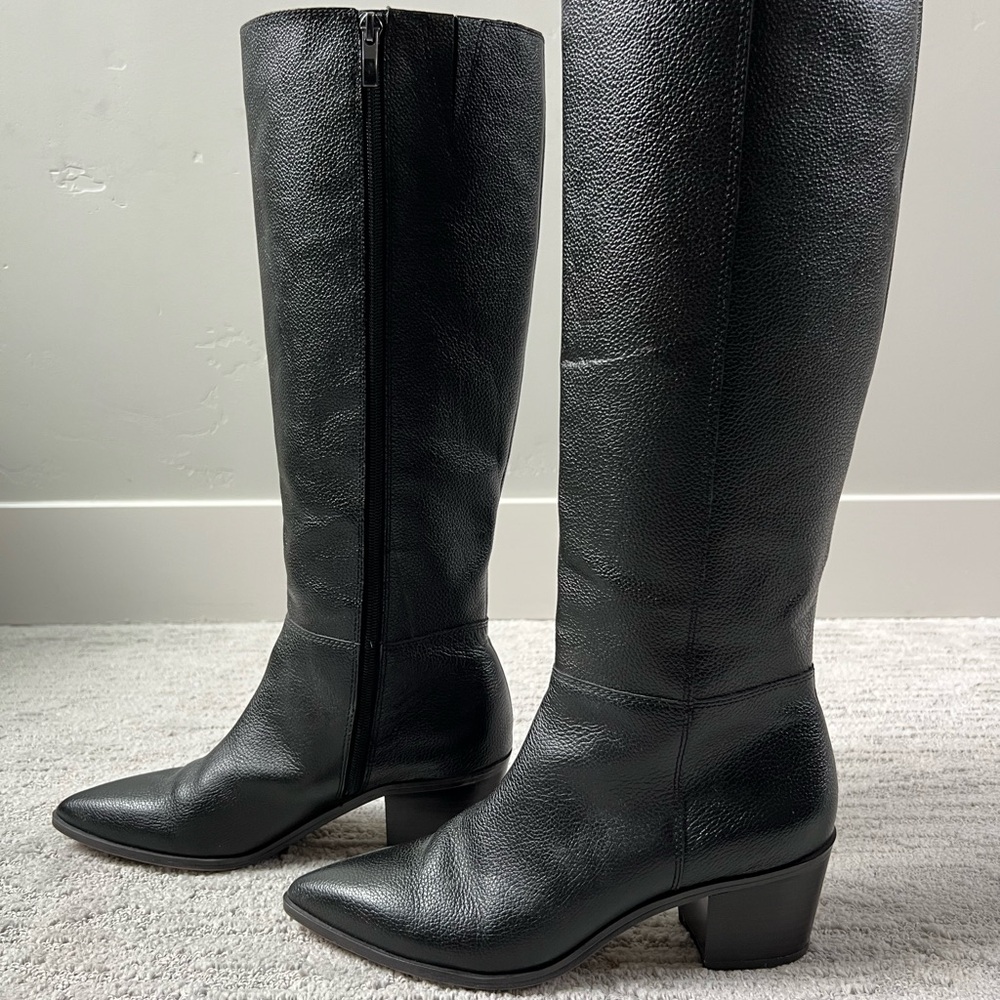 Franco Sarto Black Leather Knee-High Boots – Size 9